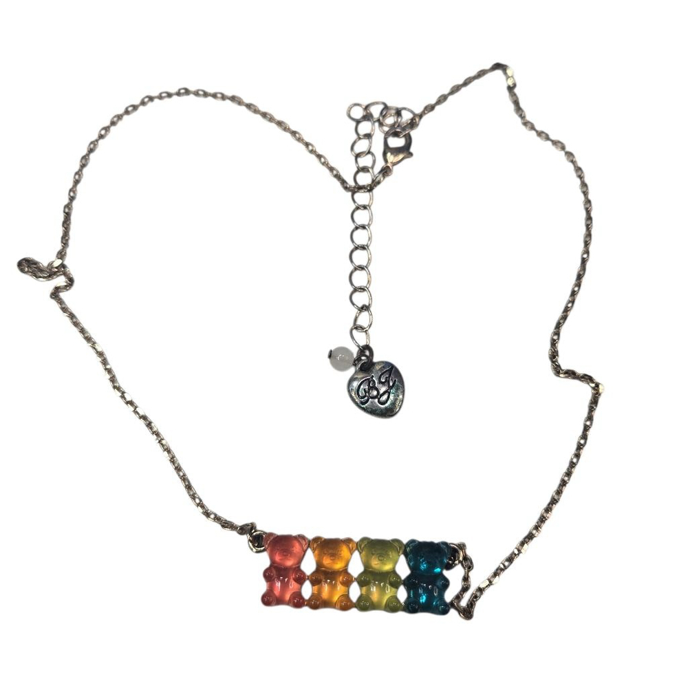 Betsey Johnson Gold Tone Gummy Bear Pendant Necklace Bracelet Set Multicolor - Picture 6 of 11